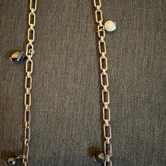 Jessica Elliot Silver Chain Link Adjustable Hanging Necklace With Gemstones - Picture 3 of 6